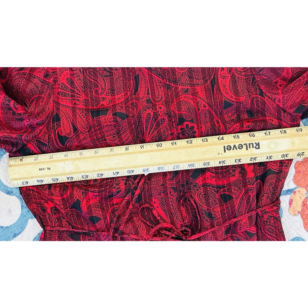 NWT Tommy Hilfiger Sz 8 Lined Asymetrical Ruffle Belt Zipper Blouson Sleeve Red - Picture 10 of 13